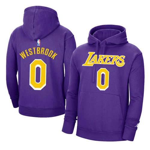 Los Angeles Lakers #0 Russell Westbrook 2021 Purple Pullover Hoodie